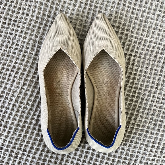 Rothy's Pointed Toe The Point Ecru Flats Size 7 Beige Taupe Tortoise Print Sole - Picture 1 of 6